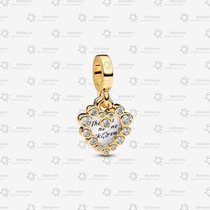 Pandora Sparkling Heart Double Dangle Charm|Two-tone